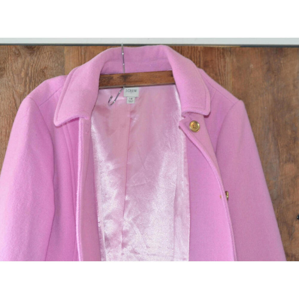 J Crew Coat Womens 18 Pink Double Cloth Wool Long Winter Jacket - Picture 4 of 6